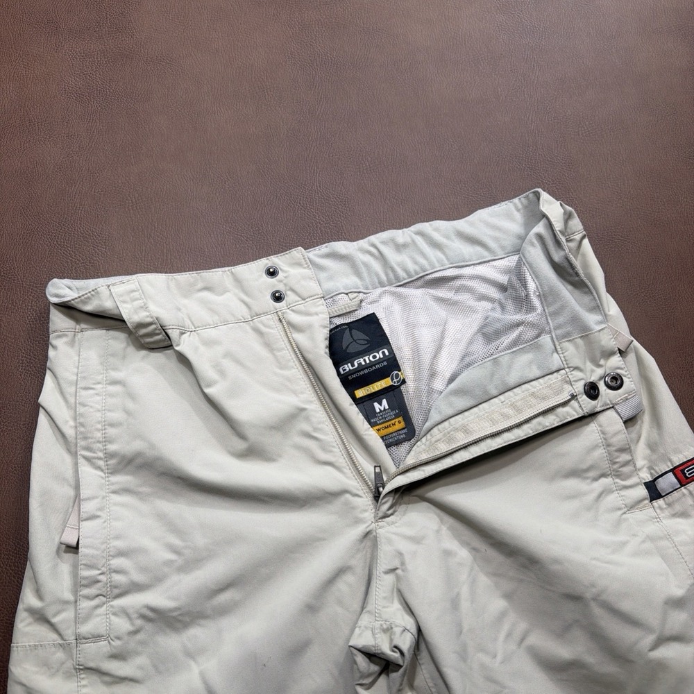 Burton Snow Pants Womens M Beige Biolite Nylon Shell Skiing Pockets Snowboard